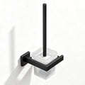 Matte Black Toilet Brush and Holder Set, NEWRAIN Wall Mounted Toilet Bowl Brush with Long Handle, Stainless Steel Toilet Brushes for Bathroom-Space Saving