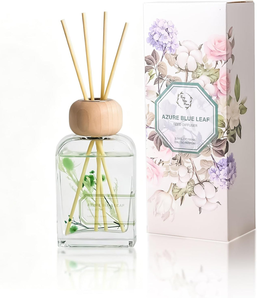 Reed Diffuser Set, 3.4 fl oz - Refreshing Scented Oil Diffuser with Sticks, Earl Grey Woods Bathroom Scent Diffuser, Home Fragrance for Bedroom, Living Room, Bathroom Shelf Decor