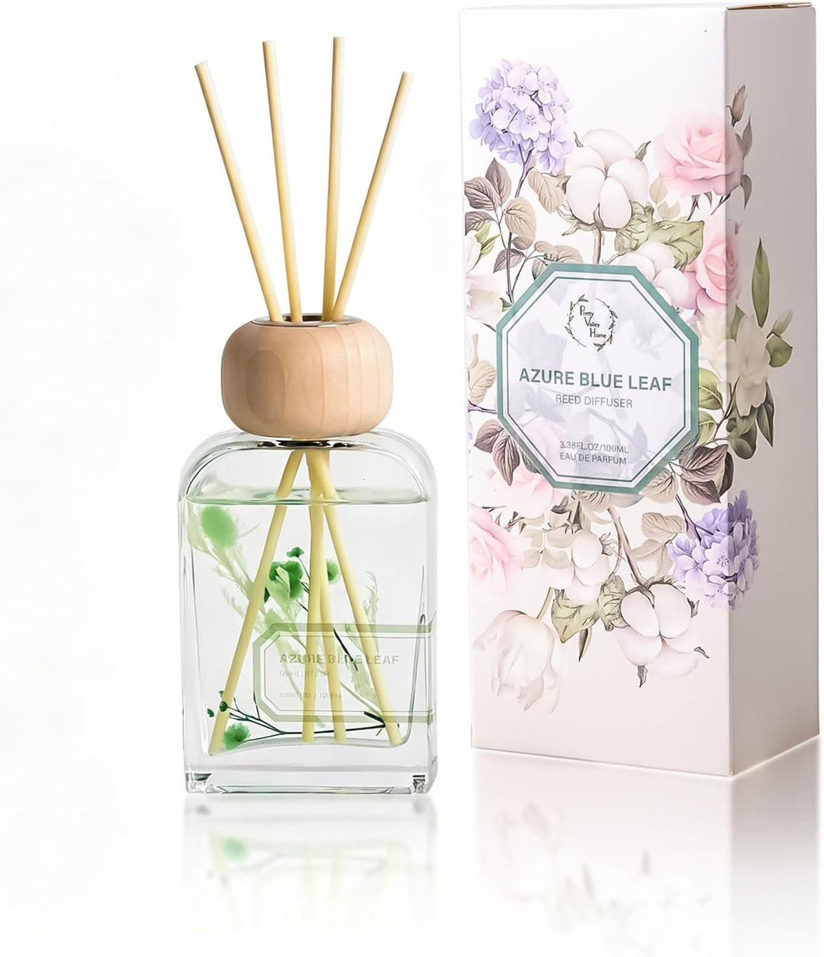 Reed Diffuser Set, 3.4 fl oz - Refreshing Scented Oil Diffuser with Sticks, Earl Grey Woods Bathroom Scent Diffuser, Home Fragrance for Bedroom, Living Room, Bathroom Shelf Decor