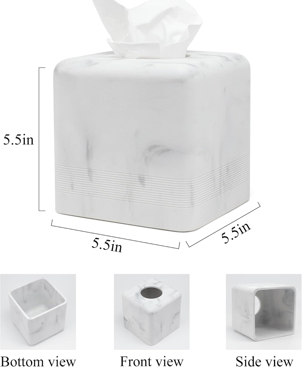 YMXYJM Resin Tissue Box Cover, Modern Square Holder,White