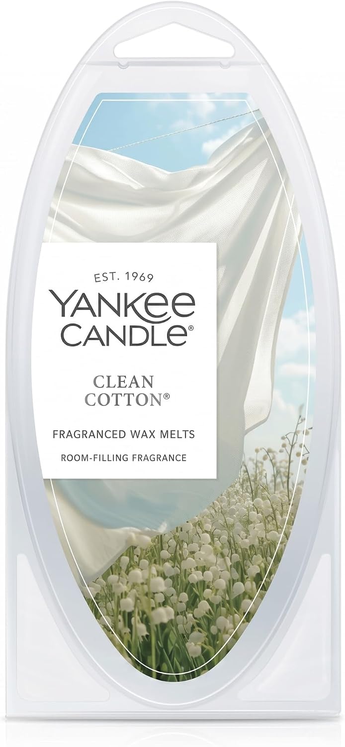 Yankee Candle Fresh & Clean Fragranced Wax Melts Variety Pack, 6 Wax Spheres per Package, Pack of 4 (24 Cubes Total), Clean Cotton, Ocean Air, Dried Lavender & Oak, Seaside Woods