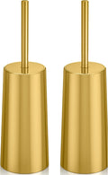 Toilet Brush and Holder, 2 Pack Toilet Brush Stainless Steel, Toilet Bowl Brush for Bathroom Toilet-Ergonomic, Elegant,Durable (Gold)