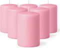 Biedermann & Sons Dusty Rose Pillar Candles (6 Pack), 4 Inch Tall 3 Inch Wide Round, Unscented Paraffin Wax, Approx 40 to 45 Hour Burn, Dripless Candles for Table Decor and Events