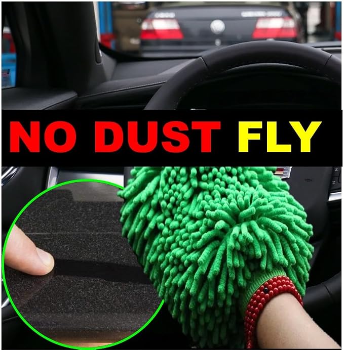 QUALIALL Green Chenille Microfiber Dusting Mitt, 10.5x8 Inch