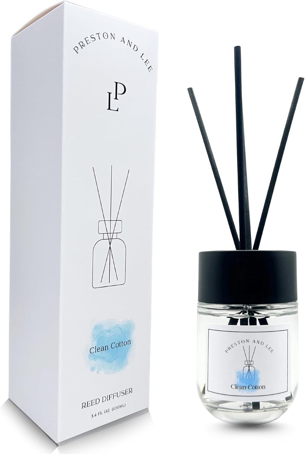 Reed Diffuser Set | 100 ml (3.4 fl oz) Clean Cotton Scent | Reed Diffuser Set | Aromatherapy Diffusers | Reed Diffuser Oil for Home and Spa Fragrance