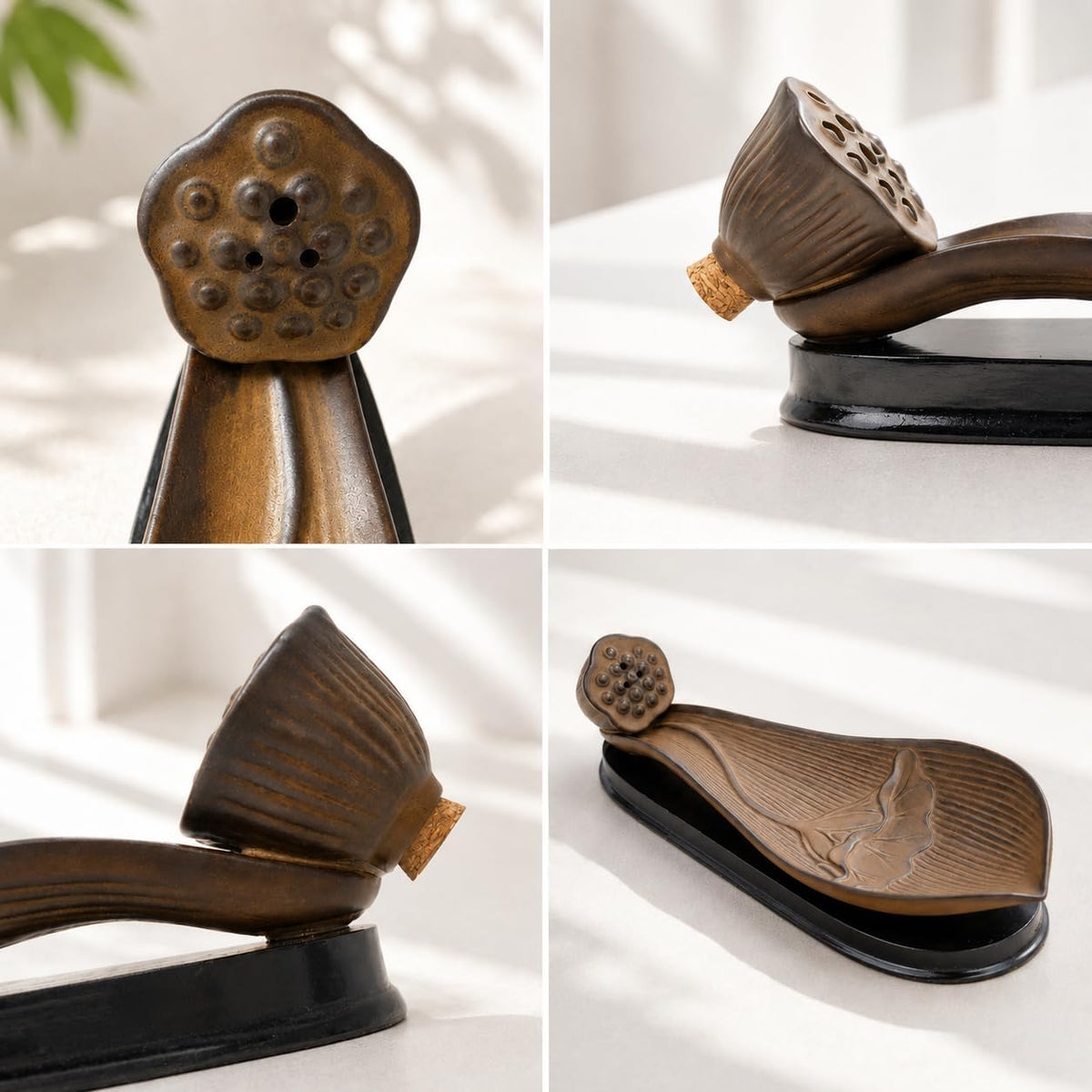 9.8" Lotus Incense Holder Ceramic Large Ash Catcher Tray