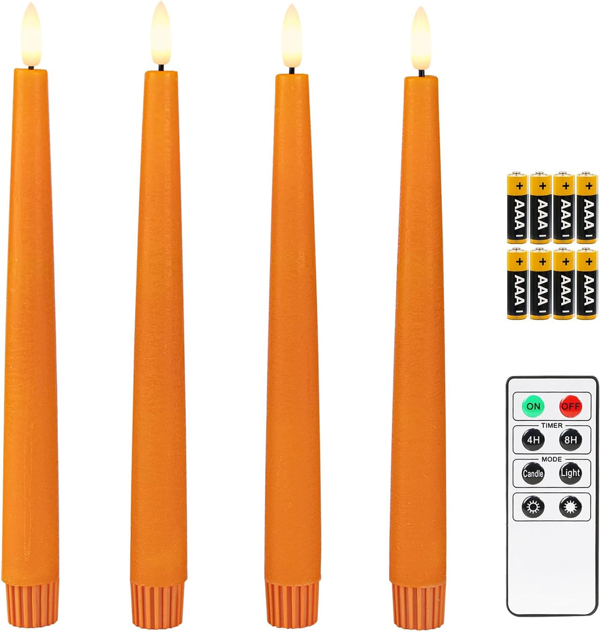 Fanna Real Wax Flameless Taper Candles with Remote & Batteries - Orange