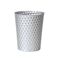 Venalys Small Metal Trash Can Wastebasket, Decorative Honeycomb Garbage Can Waste Basket, Modern Farmhouse Round Trash Bin for Bathroom, Bedroom, Kitchen and Office (Silver)