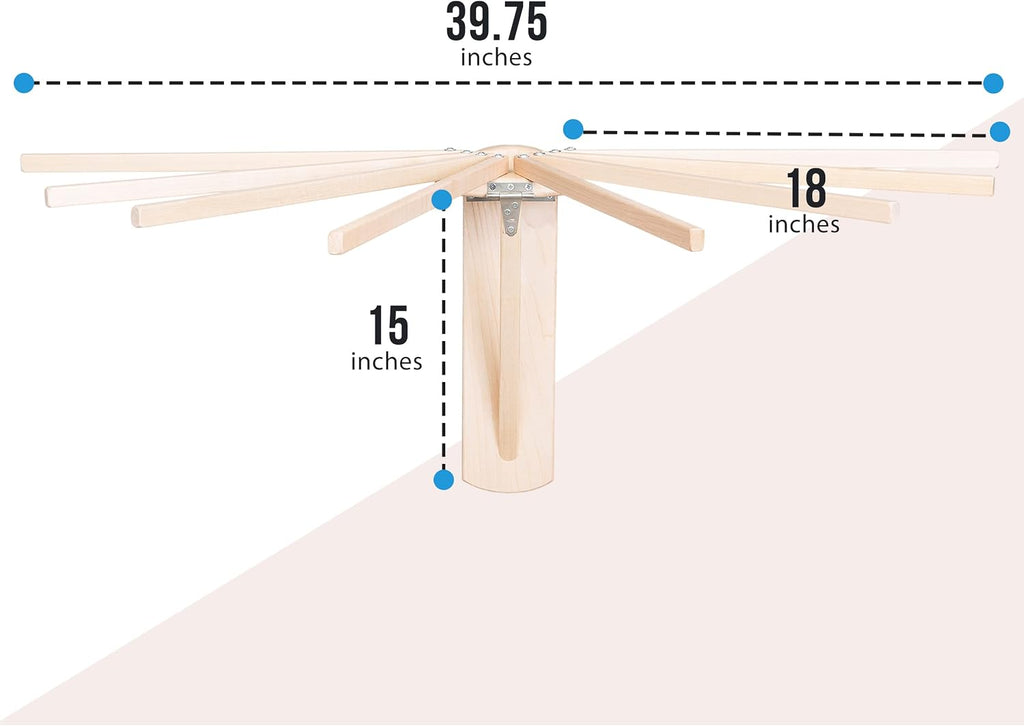 Pennsylvania Woodworks Wall Mounted Clothes Drying Rack - Heavy Duty, Collapsible Laundry Rack for Drying Clothes - Solid Maple Hardwood Foldable Drying Rack - Made in The USA - (Small)
