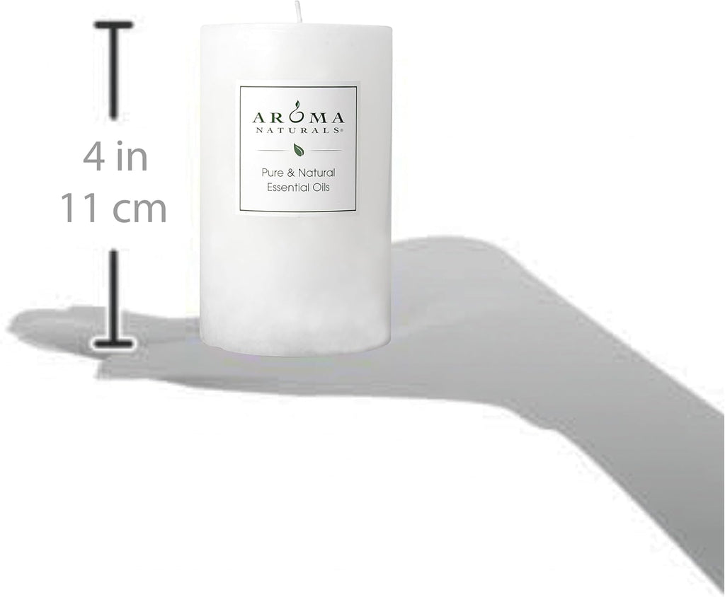 Aroma Naturals Patchouli and Frankincense Essential Oil White Scented Pillar Candle, Meditation, 2.5 inch x 4 inch