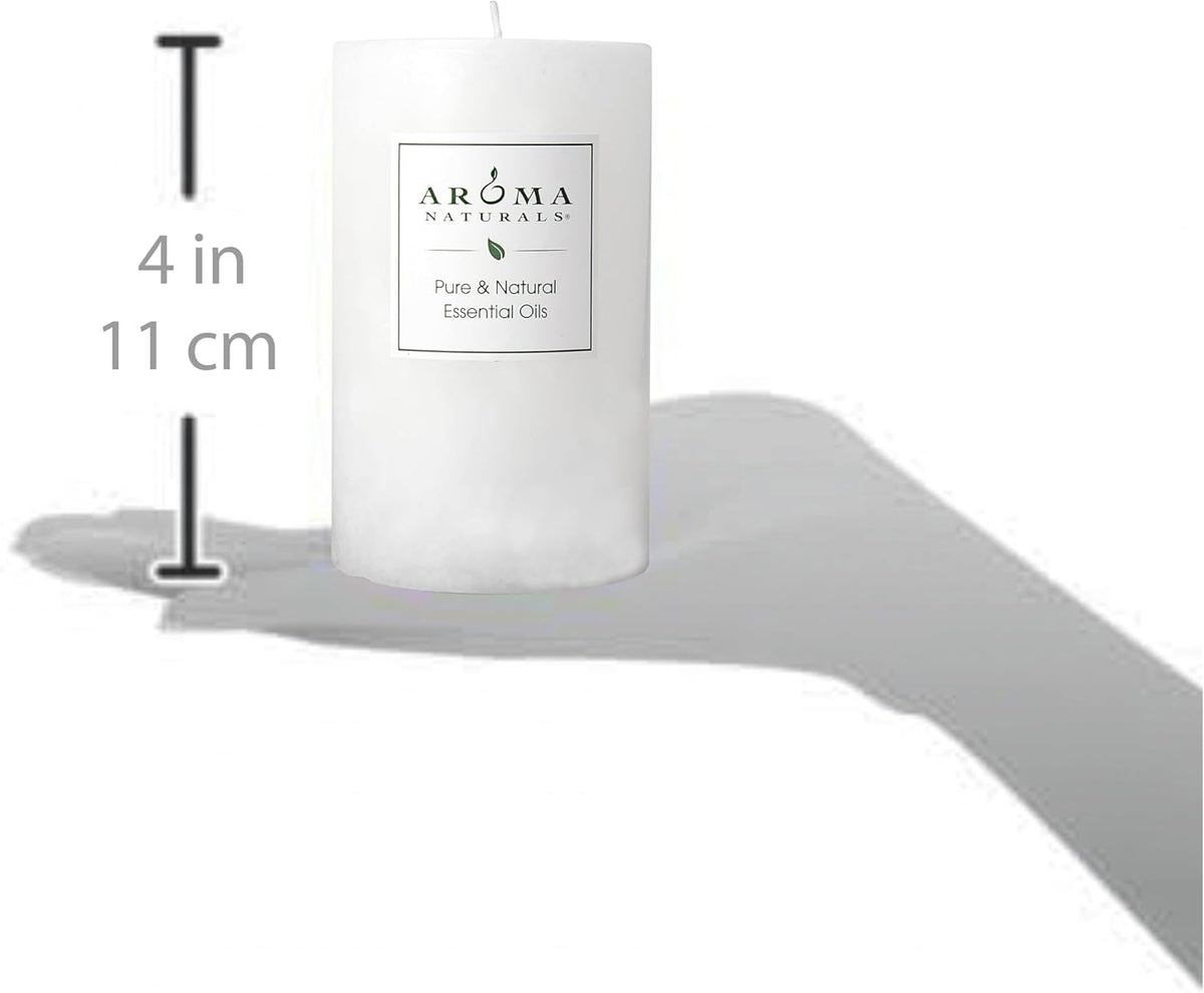Aroma Naturals Patchouli and Frankincense Essential Oil White Scented Pillar Candle, Meditation, 2.5 inch x 4 inch