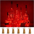 Wine Bottle Lights with Cork, 6 Pack Battery Operated 15 LED Cork Shape Silver Wire Colorful Fairy Mini String Lights for DIY, Party, Decor, Christmas, Halloween,Wedding (Red)
