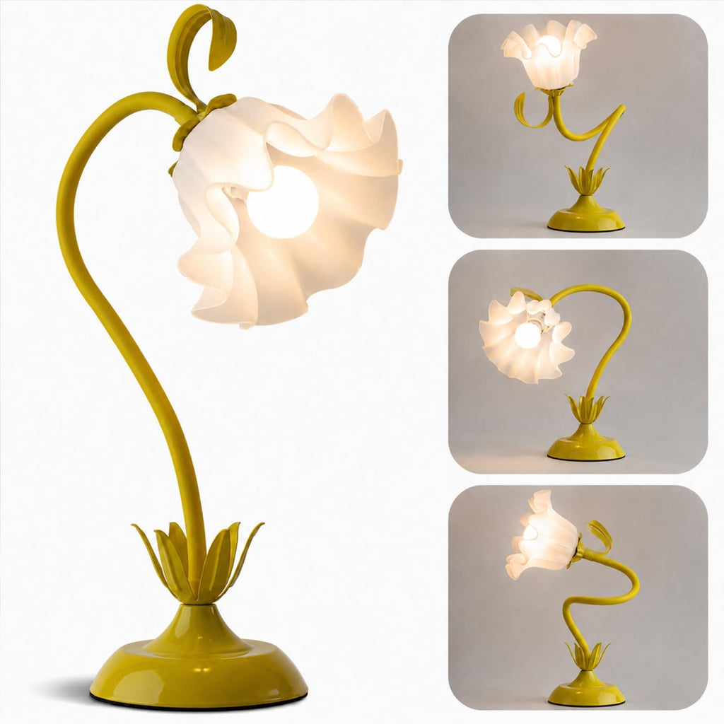 WERFOP Flower Table Lamp Cute Desk Lamp for Bedroom Home Decor (Yellow)
