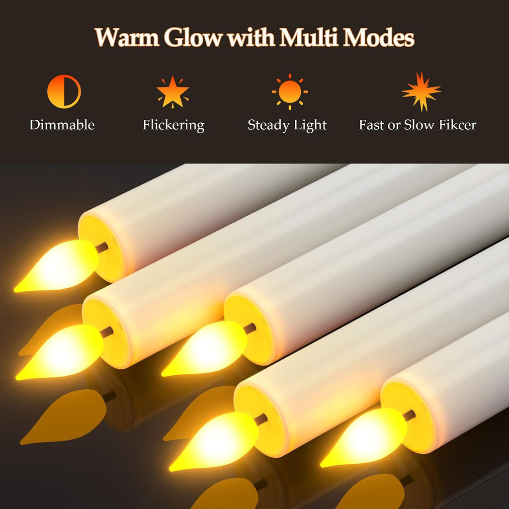 PChero Rechargeable Flameless Taper Candles with Charging Station, 10 Pack