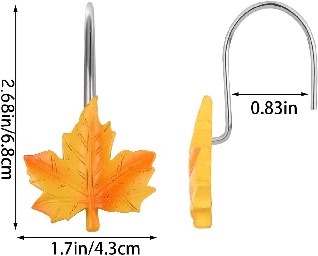 12PCS Maple Leaf Shower Curtain Hooks Thanksgiving Decorative