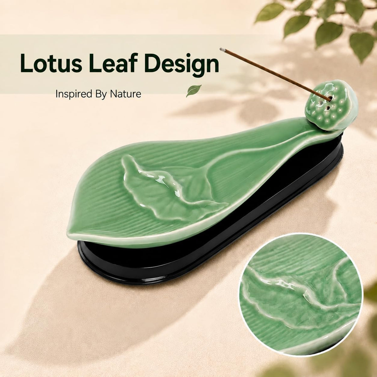 9.8" Lotus Incense Holder with Large Ash Catcher for Sticks