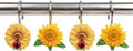 12PCS Sunflower Shower Curtain Hooks, Yellow Floral Ladybug Decorative Curtain Hanger, Metal Rustproof Shower Curtain Rod Ring for Bathroom Décor