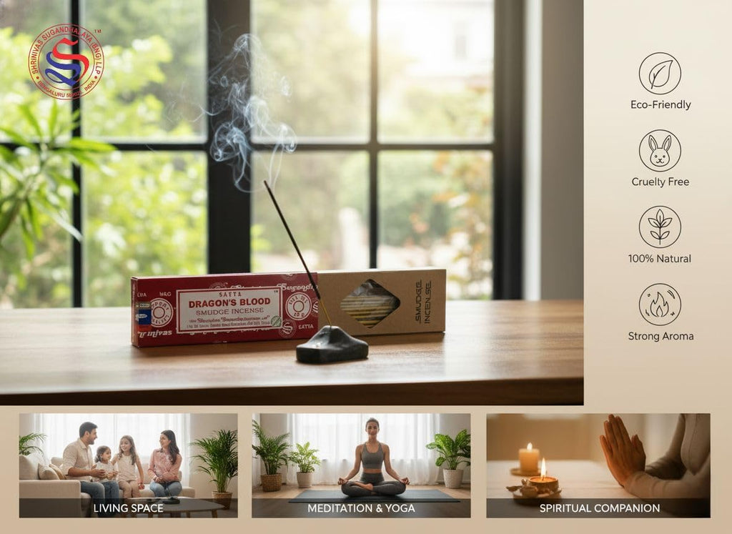 Satya Smudge Incense Stick – Hand-Rolled Indian Masala Incense for Meditation, Yoga & Spiritual Cleansing Pack of 6 (Smudge Dragon Blood)
