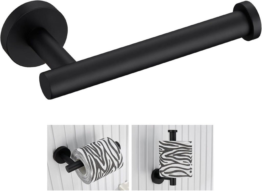 Angle Simple Toilet Paper Holder Matte Black, Toilet Roll Hanger for Wall