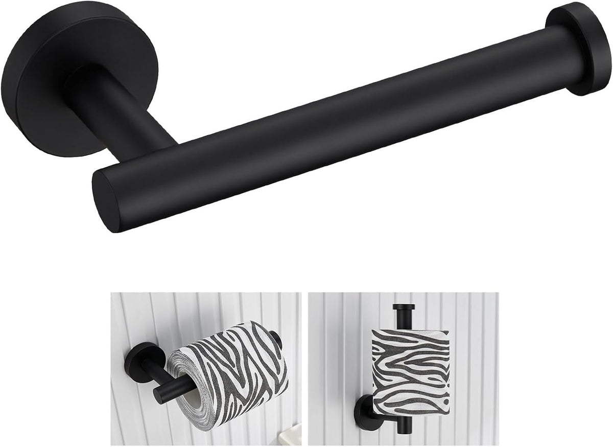 Angle Simple Toilet Paper Holder Matte Black, Toilet Roll Hanger for Wall