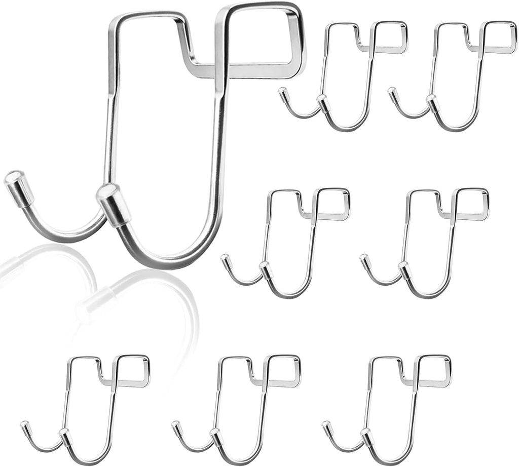 Over Cabinet Door Hooks, Silver, 8 Pcs