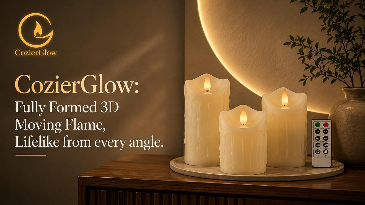 Flameless Pillar Candles Flickering with Remote Timer, Battery Operated LED Candles Up to 400 Hours, 3D Moving Flame Real Wax Candles. (Ivory with Teardrop)