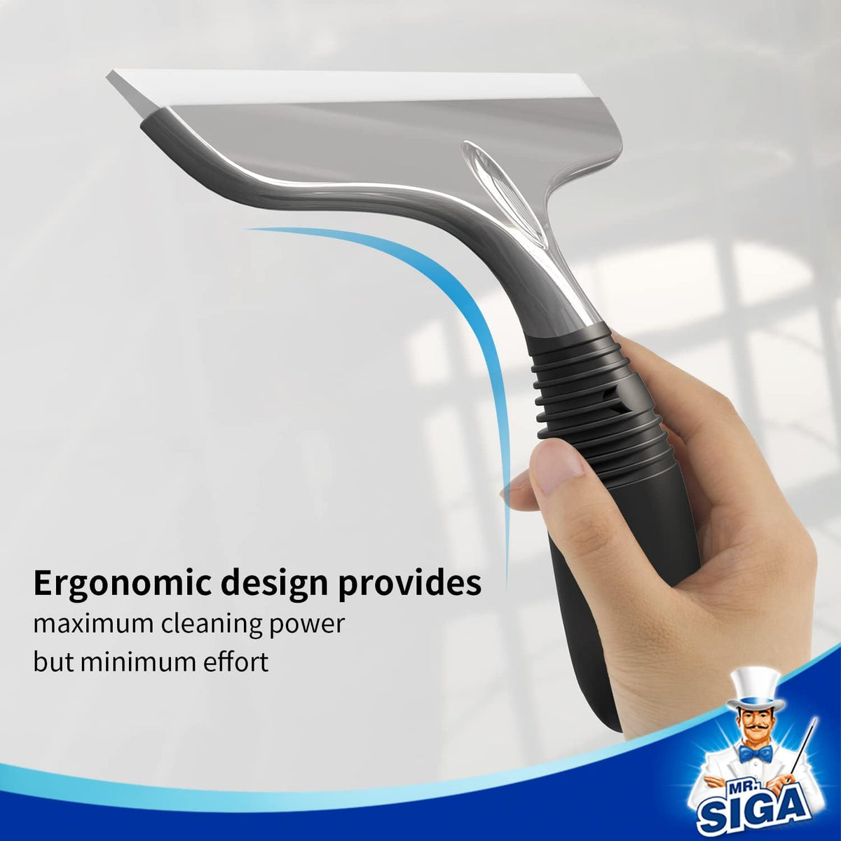 MR.SIGA Silicone Squeegee for Shower Doors, 25 cm/10 inch, Gray & Black