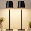 Kakanuo Black Cordless Rechargeable Table Lamp, 2 Pack Portable Desk Lamp with 5000mAh Battery, Touch Control Stepless Dimming, Wireless Night Light for Dining, Outdoor Camping, Coffee Shop