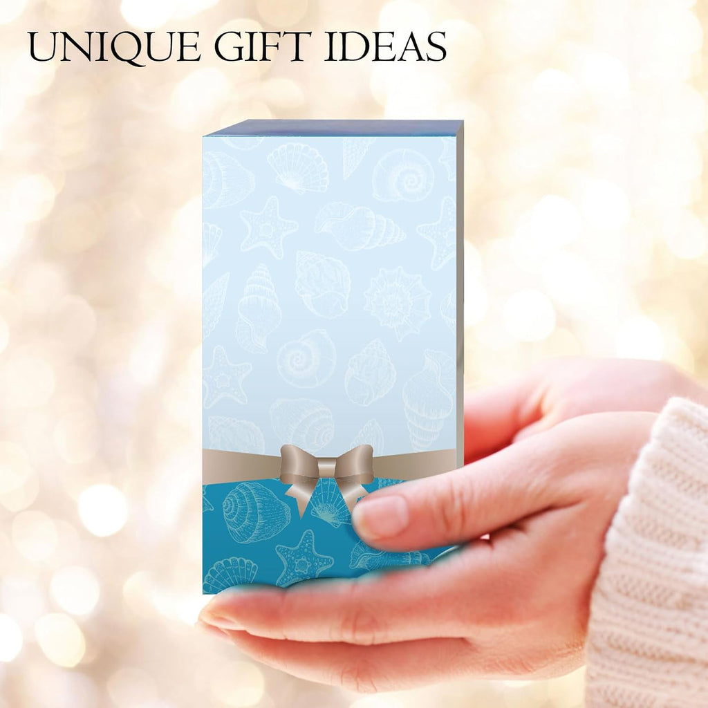 FONMY Mini Couple Toothbrush Holder Stand-Acrylic w/Nature Seashell Handmade Seascape Razor Holders Organizer for Bathroom Vanity Countertops Office Unique Gifts and Home Decoration,Sea Blue,Pack of 2