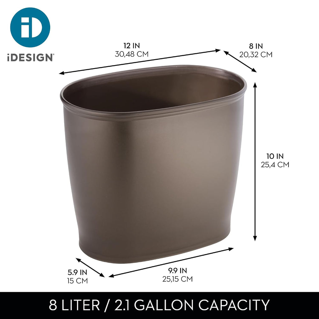 iDesign Slim Plastic Bathroom Trash Can, 2-Pack, Bronze