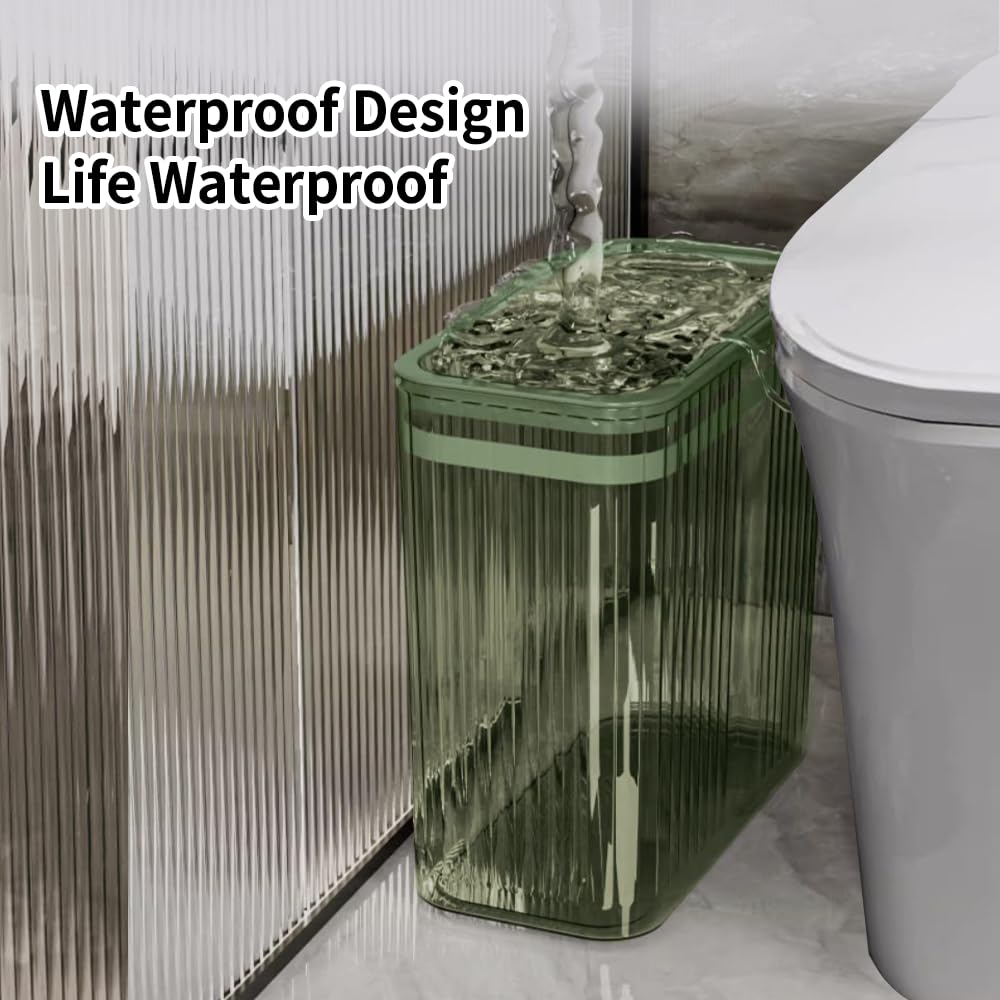 Bathroom Trash Cans with Lids, 3.5 Gallon (Green)