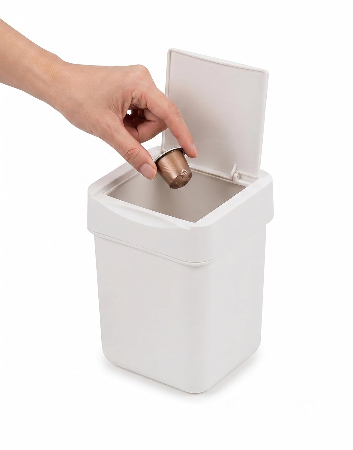 carrotez Coffee Bar Mini Trash Can, 0.5 Gal / 2L - White