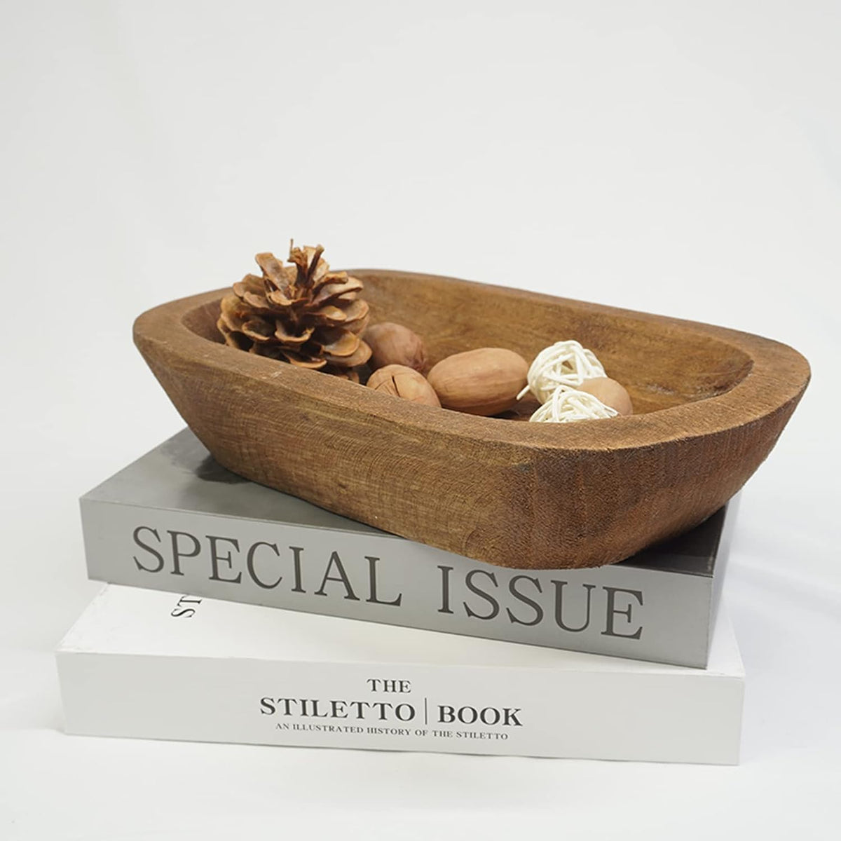 Decorative Bowl Vintage Wooden Dough Bowls Hand Carved, Farmhouse Country, Restaurant, Cafe Decoration, Place Bread, Fruit, Aromatherapy. (10x6x2in)