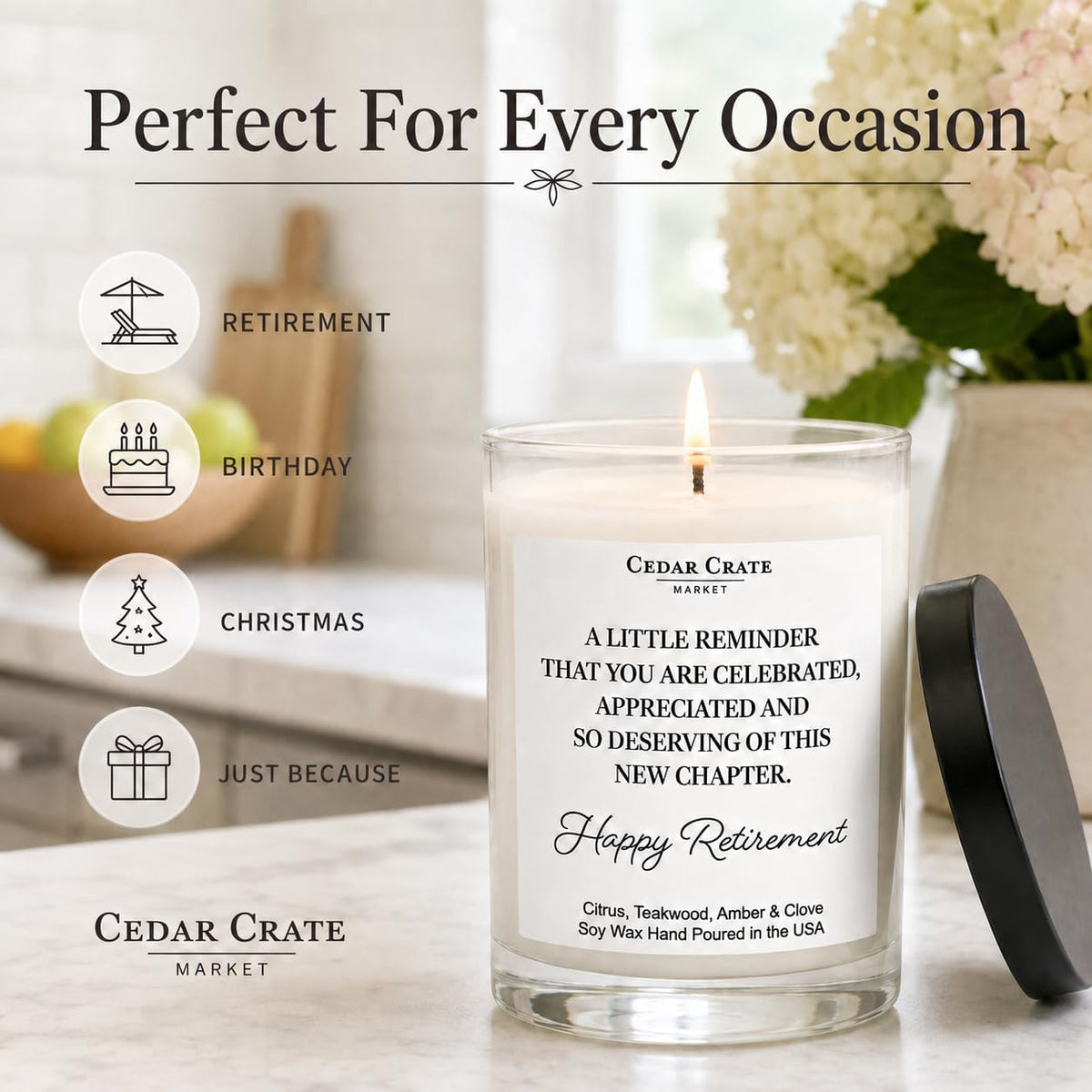 2026 Retirement Gifts for Women - Thoughtful Heartfelt Happy Retirement Candle, You are Celebrated, 13.5oz USA Made Soy Wax | 60+ Hrs