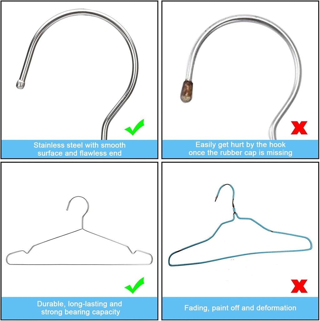 Coat Hangers 40 Pack Clothes Hangers, Seropy Metal Hanger Heavy Duty Wire Hangers with Non Slip Notch, Ultra Thin Stainless Steel Hanger Space Saving Clothing 16.5 Inch