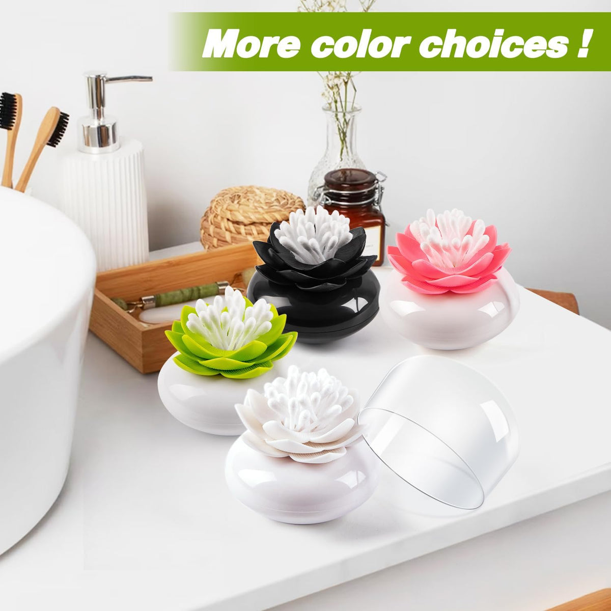 Bloss Cotton Swab Holder, Qtip Holder Bathroom Set, Toothpick Case-Green