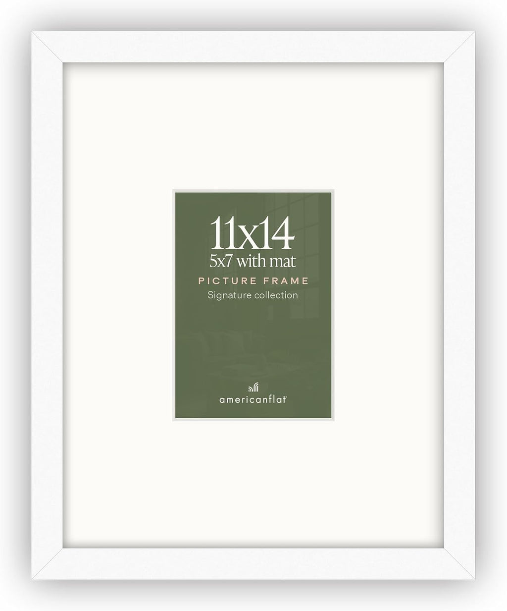 Americanflat 11x14 Picture Frame - Matted to 5x7 - Engineered Wood - White