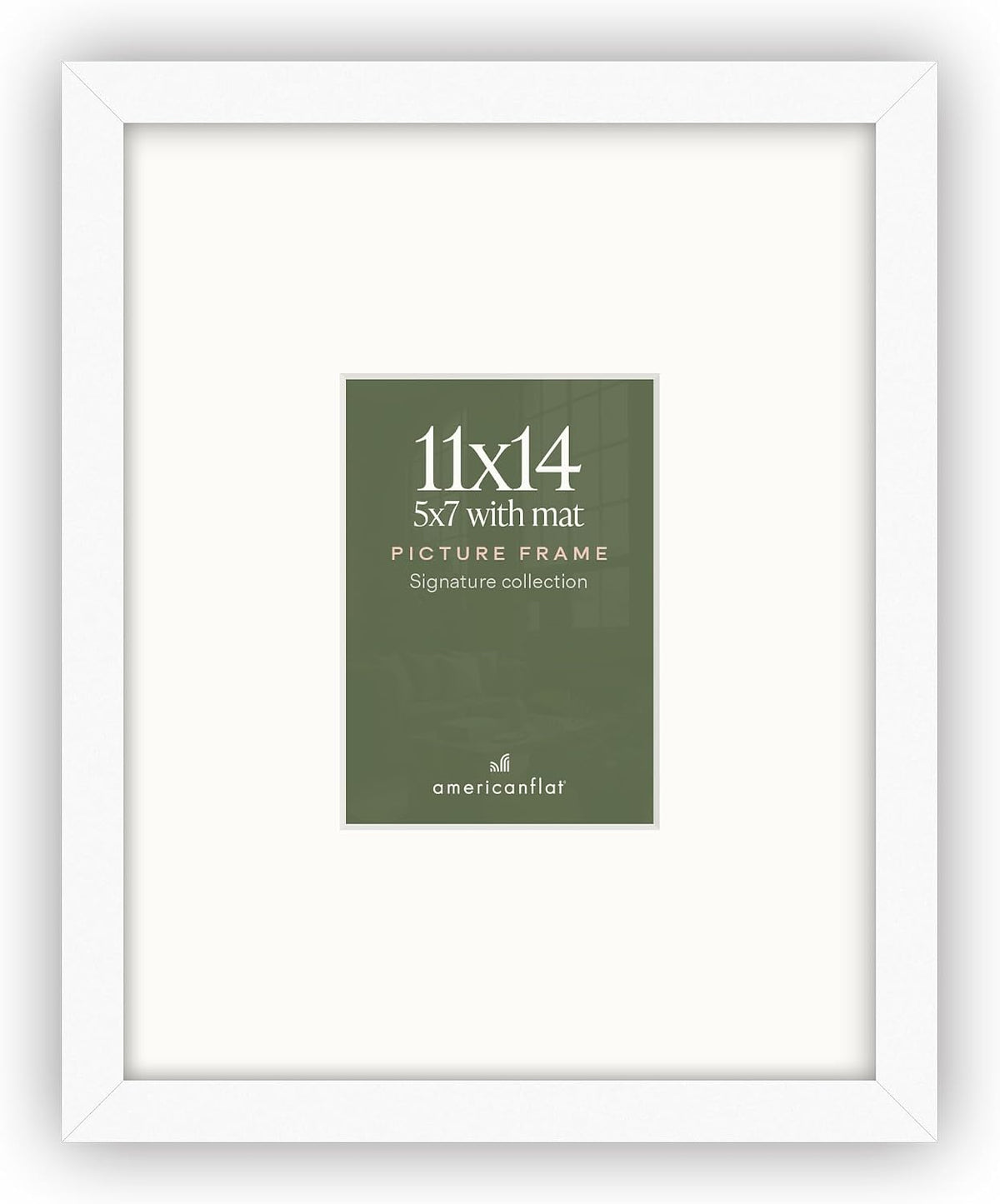 Americanflat 11x14 Picture Frame - Matted to 5x7 - Engineered Wood - White