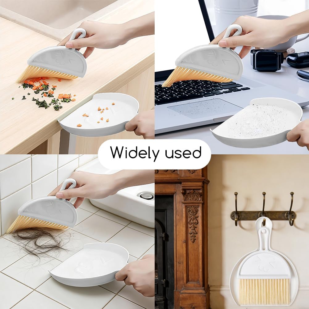 Mini Dust Pan with Broom Set, Small Dustpan and Brush Set, Hand Broom and Dust Pan for Desk, Housekeeping, Office, Kitchen, Pet Nest