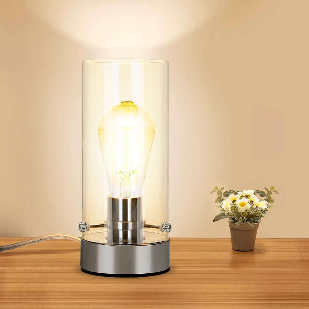 Table Lamp for bedroom, Modern Glass Lamp Bedside Lamps for Night stands