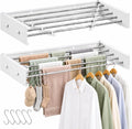 Wall Mounted Drying Rack Stainless Steel 31.5", Foldable Clothes Drying Rack with 4 Hooks & 5 Rods, Heavy Duty Outdoor Indoor Clothes Drying Rack for Apartment Bathroom Balcony Laundry Room