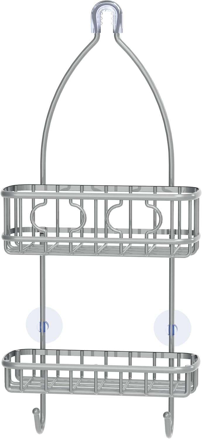 Simple Houseware Hanging Shower Head Caddy Organizer, 24 x 10, Silver
