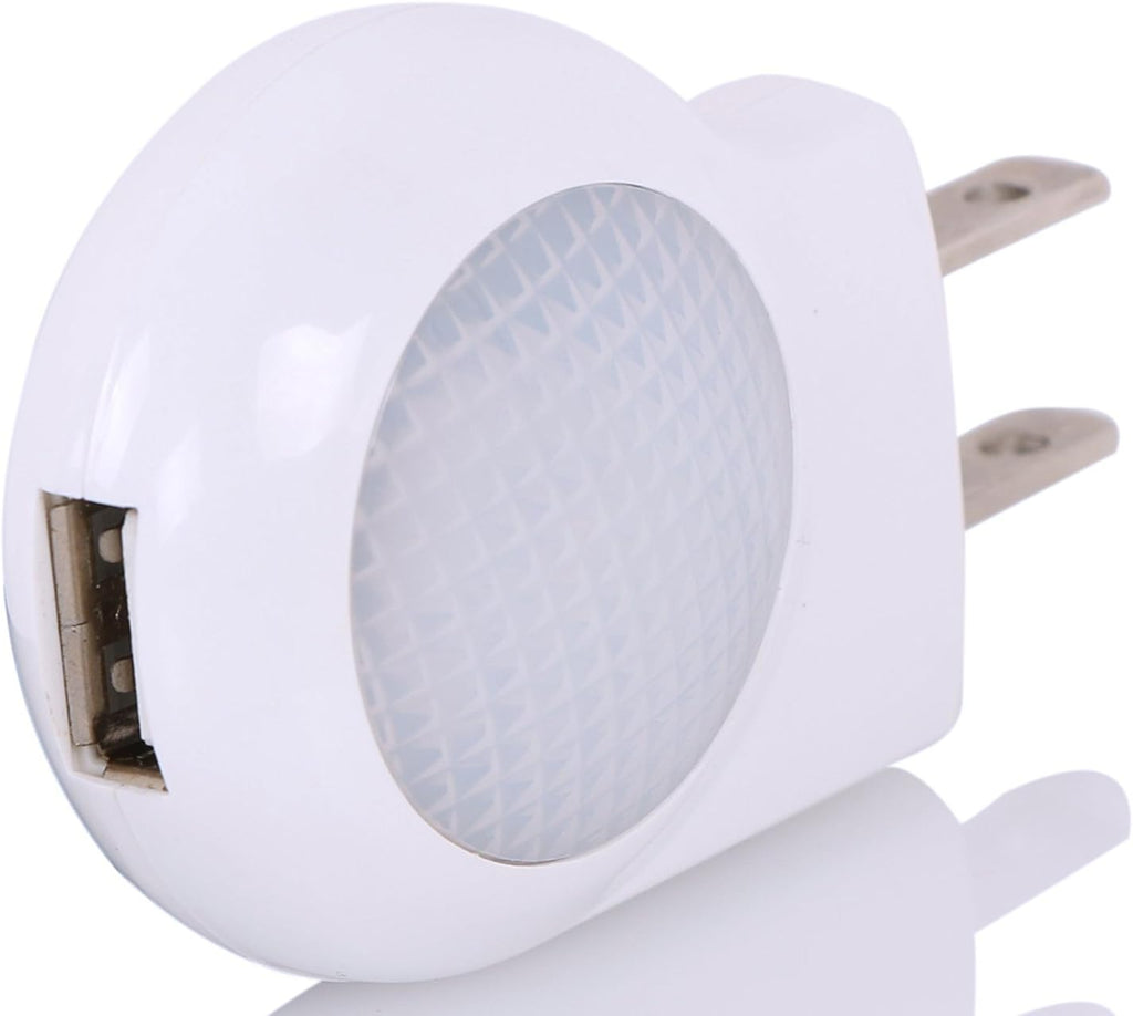Portable Plug-in 0.7W Travel LED Night Light - 2 Pack of White