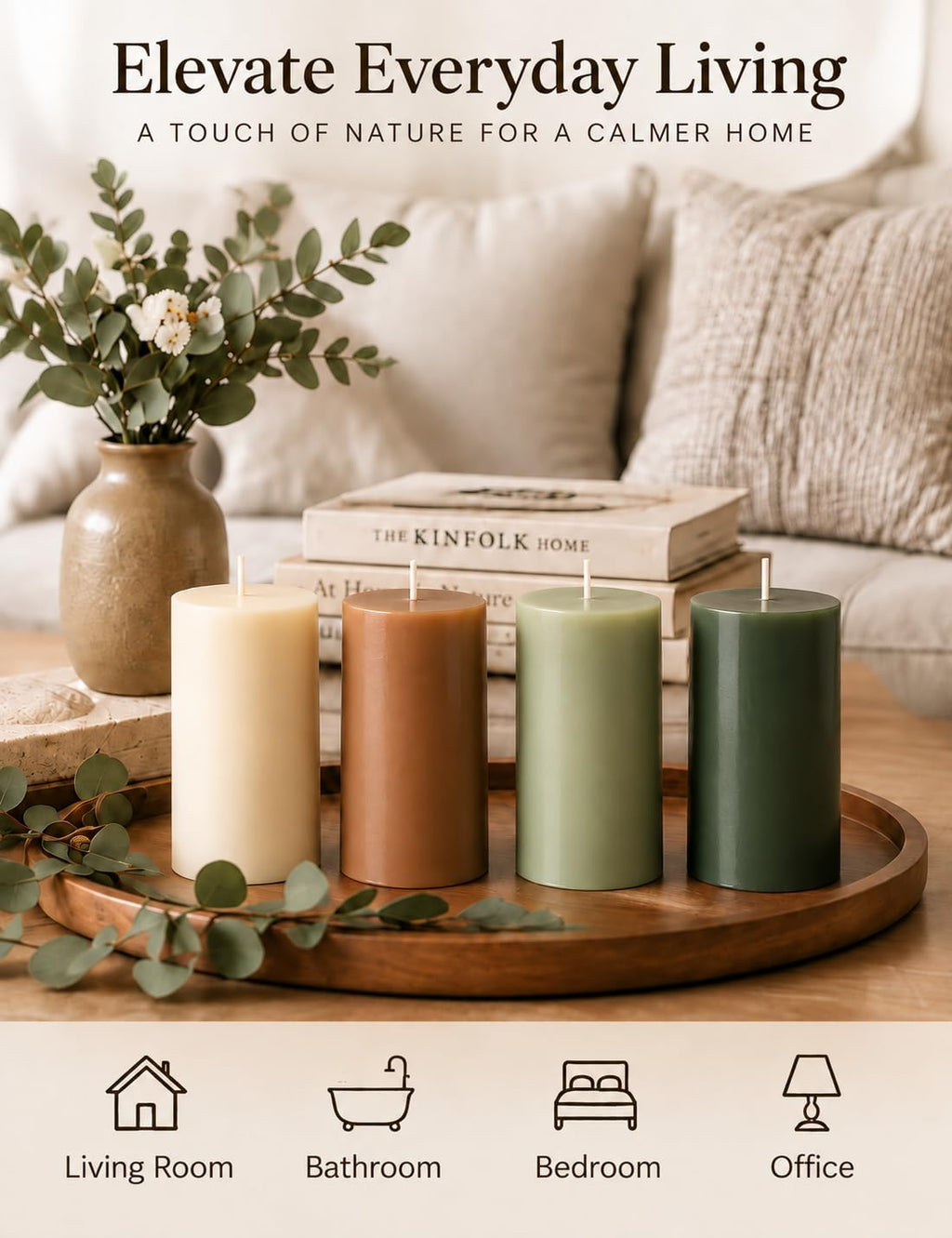 2×4 Inch Earthy Botanicals Pillar Candle for Home Decor Relaxation