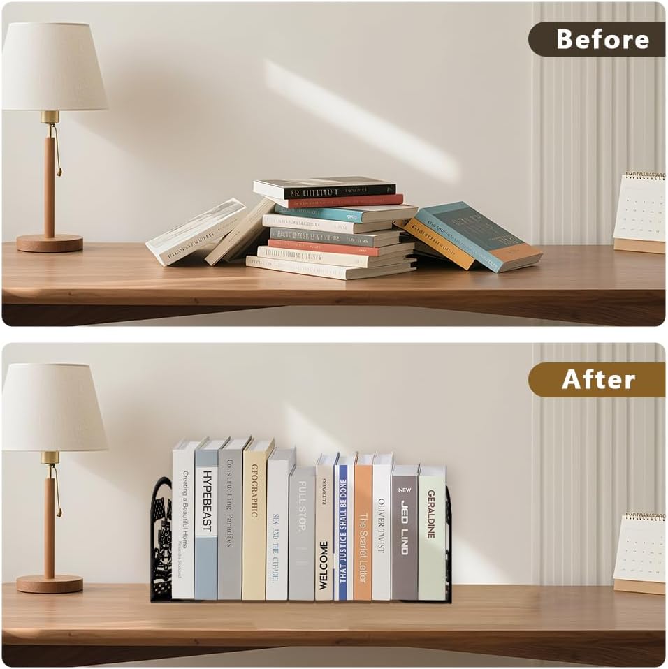 2pcs Book Ends Formula Car Metal Bookends Heavy Duty Book Stoppers Non-Slip Bookend Office for Small Large Heavy Books Textbooks Black