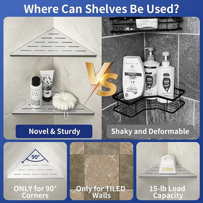 Corner Shower Shelf 10" Brushed