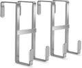 FYY Over The Door Hooks, 2PCS Double Sided-Hanger Fits Door 1-7/8" Silver