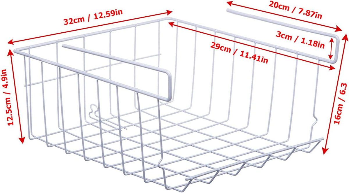 Under Shelf Storage Basket, 2-Pack, White
