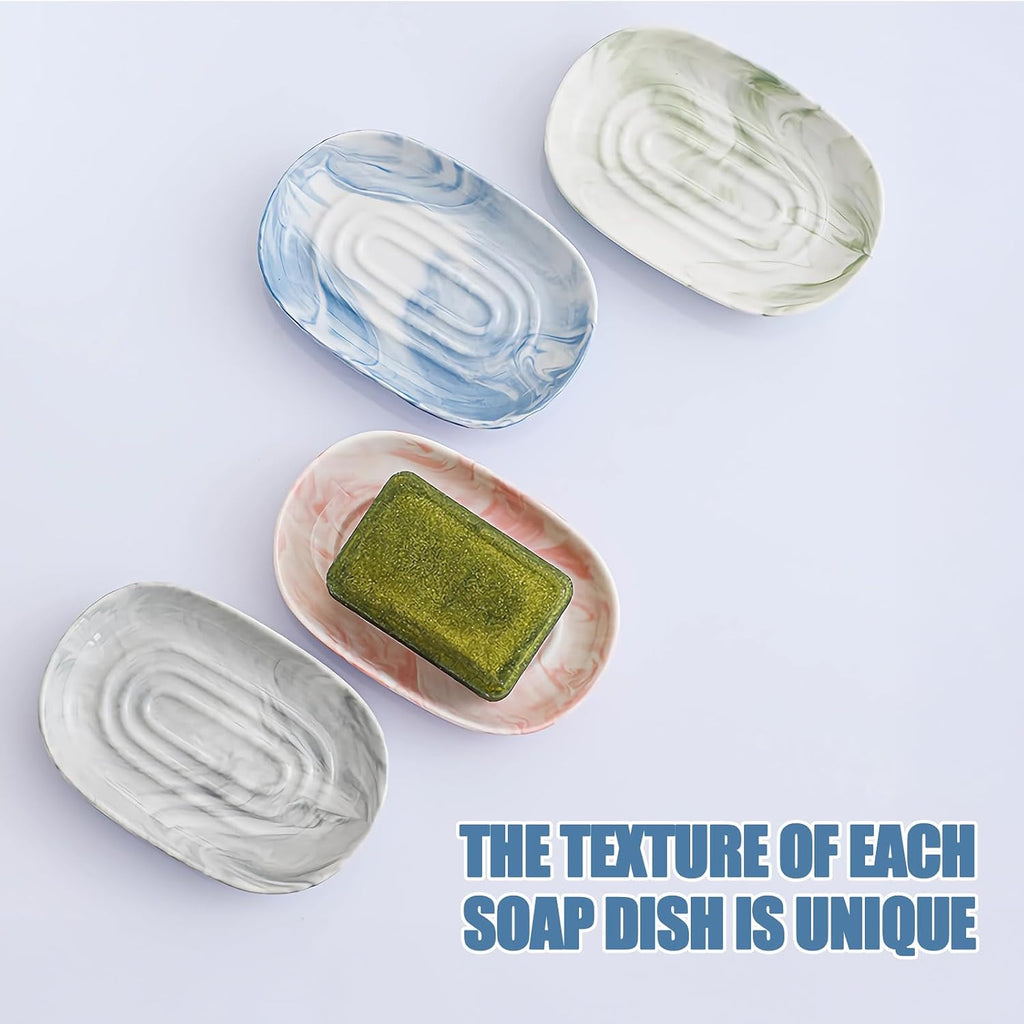OTHIX Ceramic Soap Dish with Unique Marble Texture, Decorative Bar Soap Holder for Bathroom and Kitchen, Cute Soap Dishes for Bar Soap, Jewelry, Ring (Pink Texture)