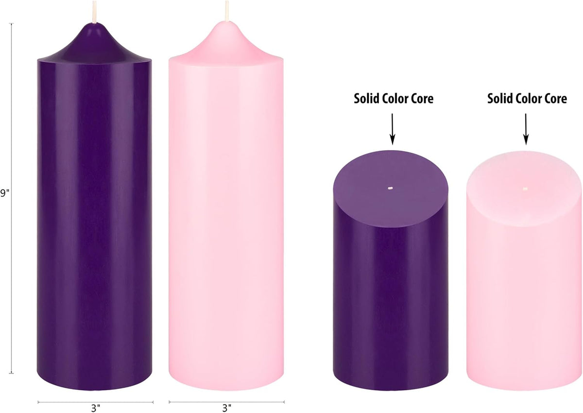 Mega Candles Unscented Advent Bell Top Pillar Candle Set 4 ct 3" x 9"